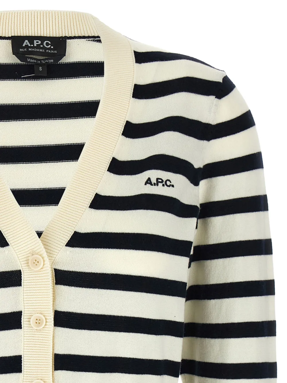 Apc Striped Pattern Knitwear Cardigan With Ribbed Cuffs In Multi