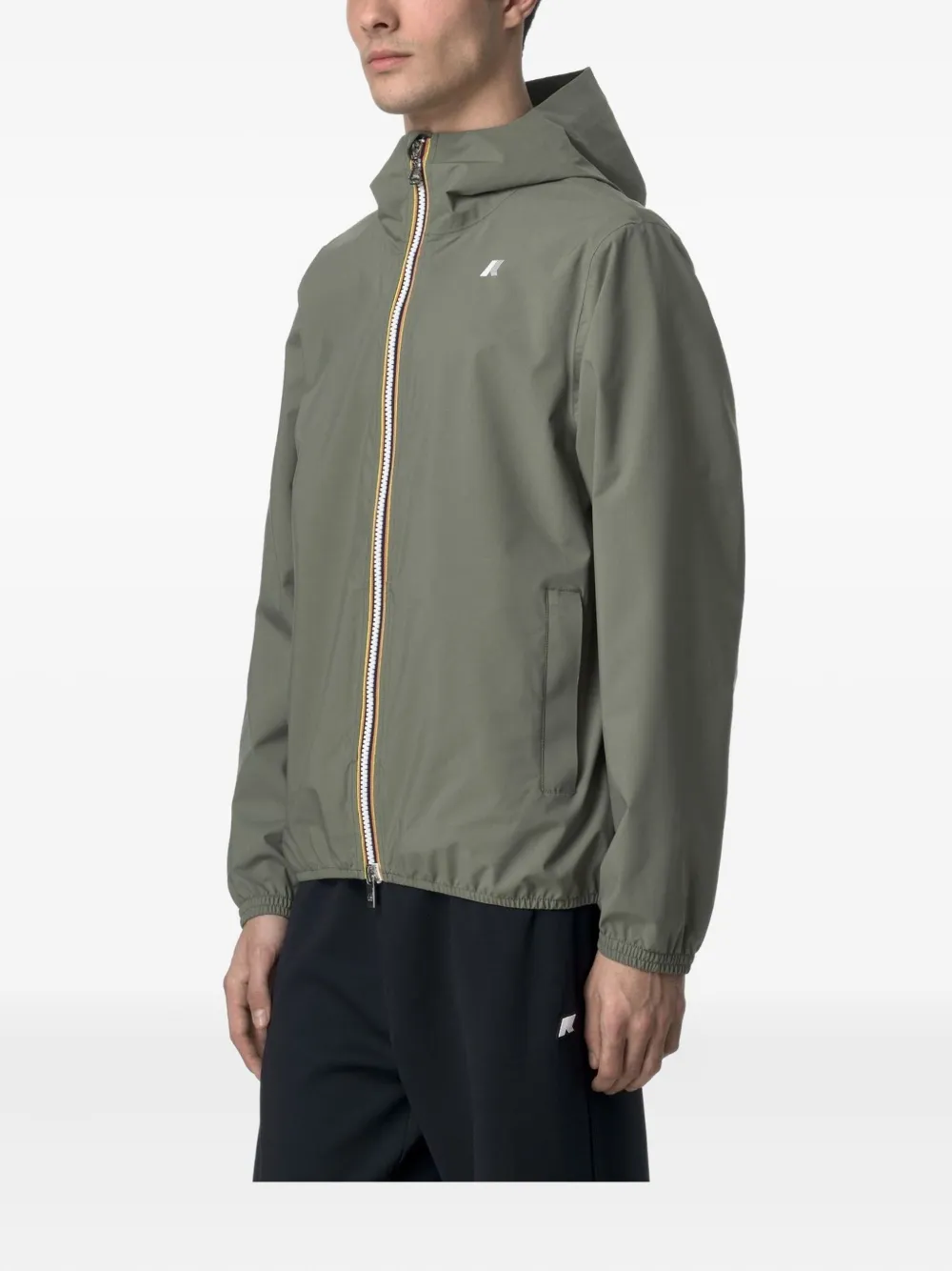 K-way Hooded Zip-front Jacket In Green
