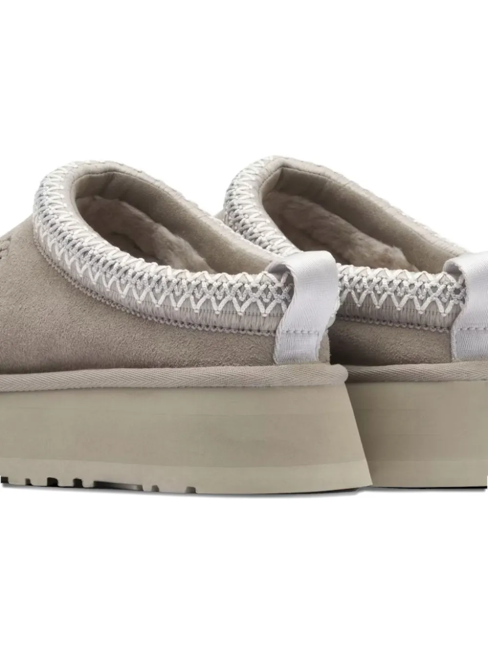 UGG Tazz platform-sole braided-trim slippers Grey