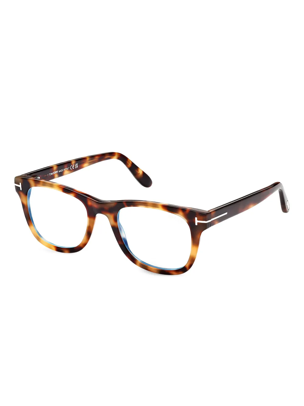 TOM FORD Eyewear Bril met vierkant montuur en schildpadschild design Bruin