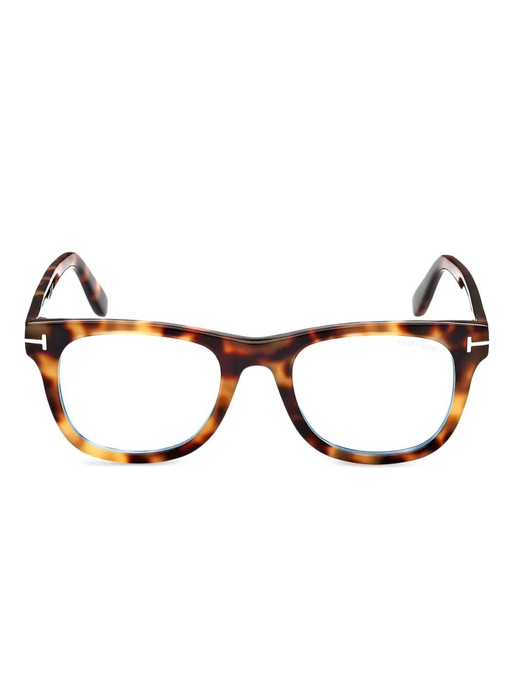 TOM FORD Eyewear Bril met vierkant montuur en schildpadschild design Bruin