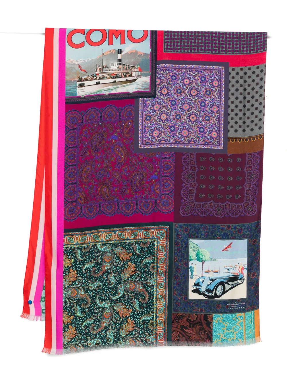 Pierre-Louis Mascia patchwork paisley scarf - Blu