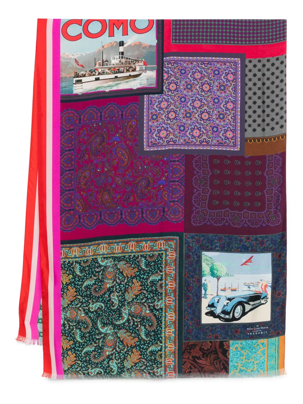 Pierre-Louis Mascia Sjaal met paisley-print en patchwork Blauw