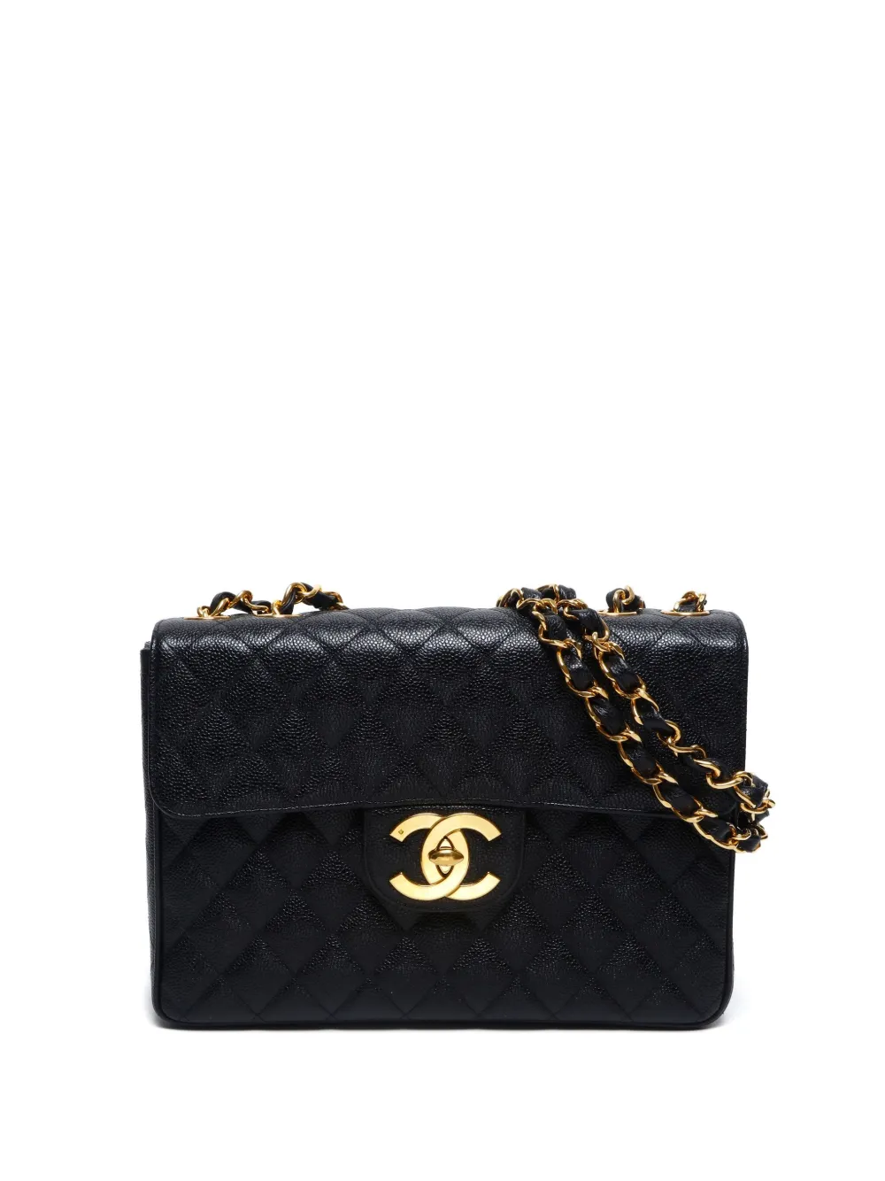 CHANEL Pre-Owned 1994-1999 ジャンボ クラシック フラップ ショルダーバッグ - ブラック CHANEL Pre-Owned 1994-1999 ジャンボ クラシック フラップ ショルダーバッグ - ブラック