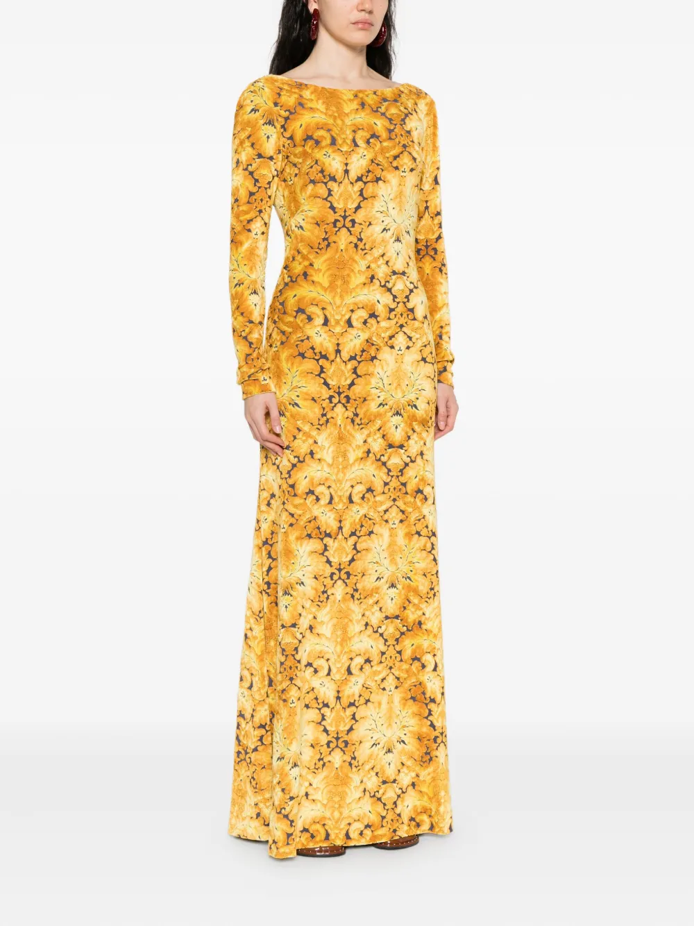 ETRO baroque-print maxi dress Geel