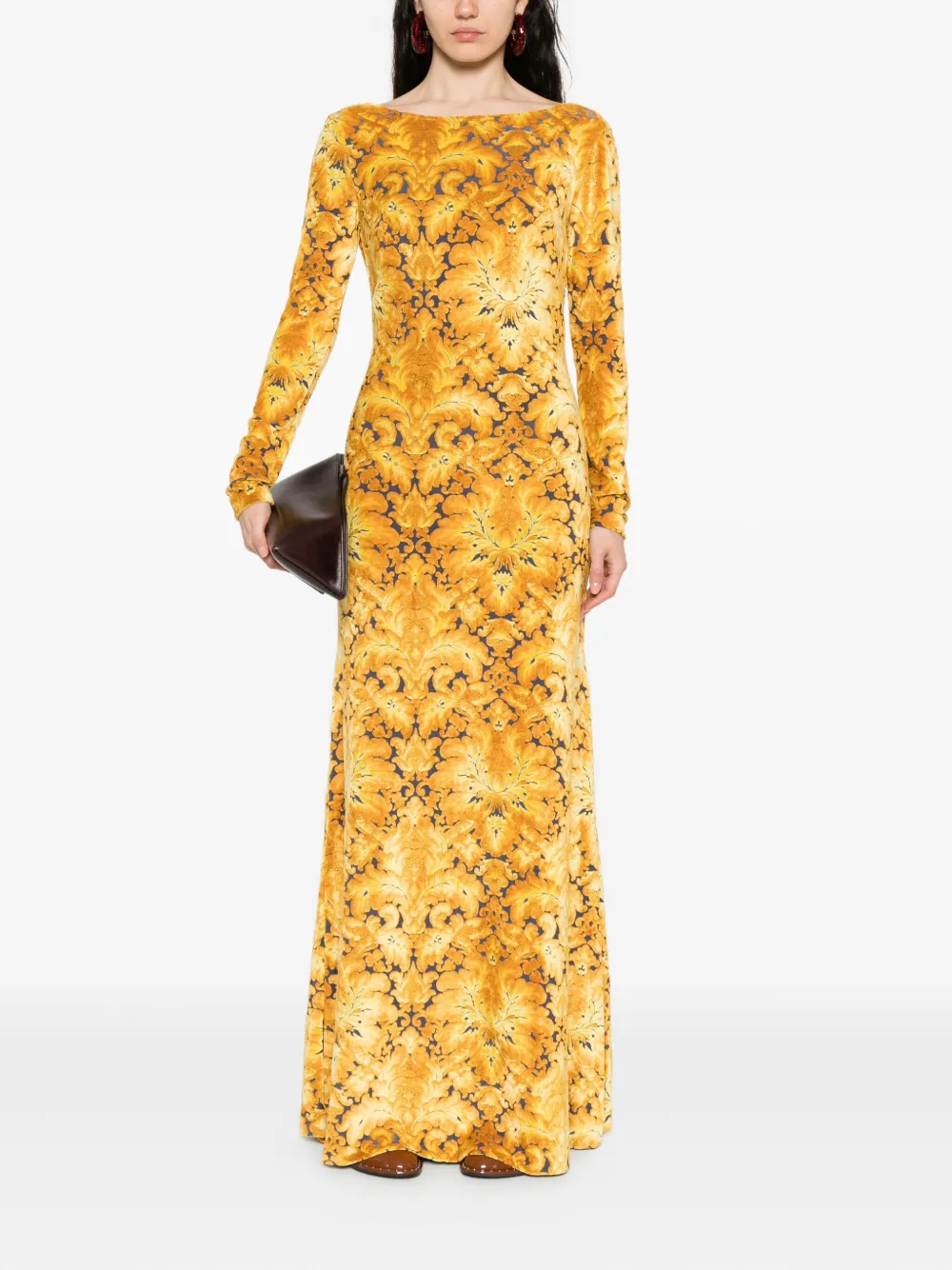 ETRO baroque-print maxi dress Geel
