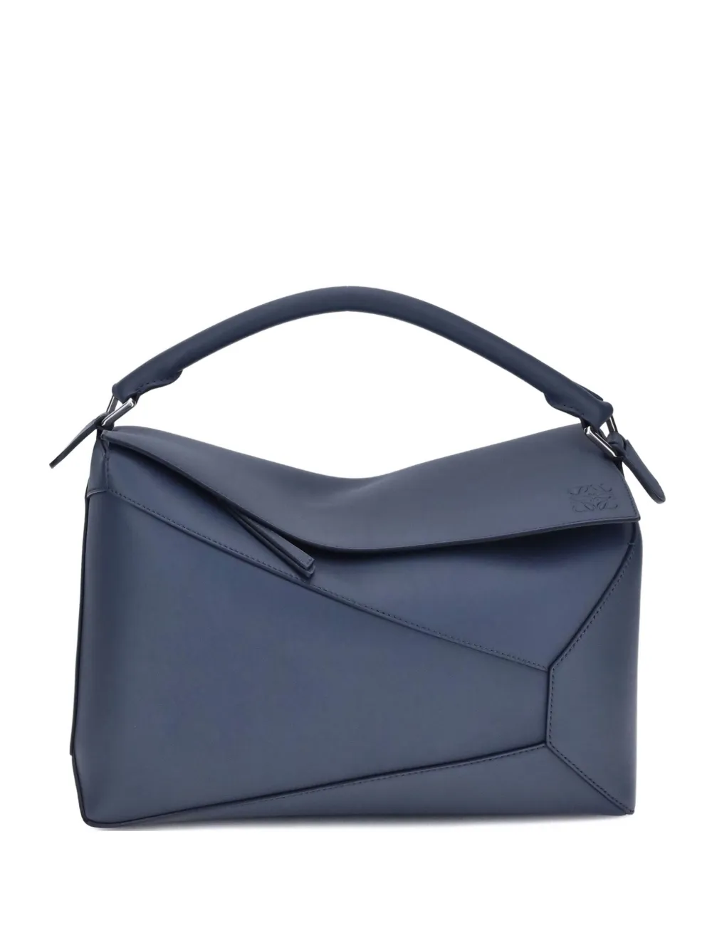 Loewe Puzzle Edge Large Logo-debossed Leather Messenger Bag In Blue