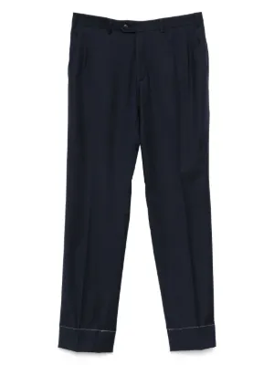 パンツ GIORGIO ARMANI Cotton Rayon Wide Slacks Giorgio Armani Pleated wide-leg Trousers | Blue | FARFETCH