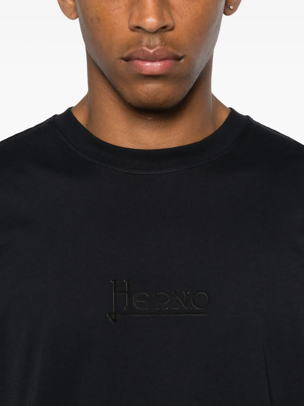Herno T-shirt met geborduurd logo Blauw