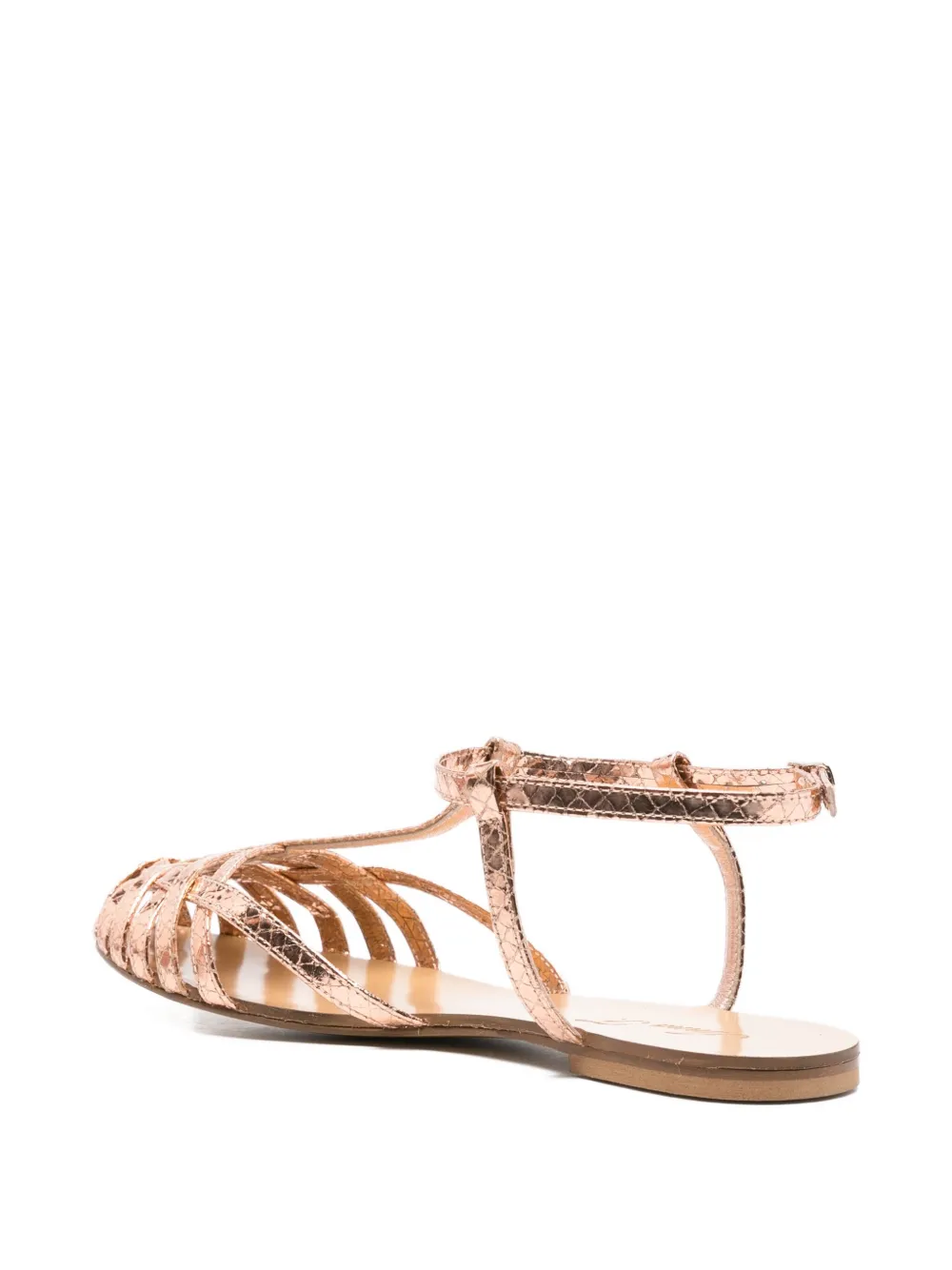 Anna F. 512 metallic leather T-bar sandals Pink