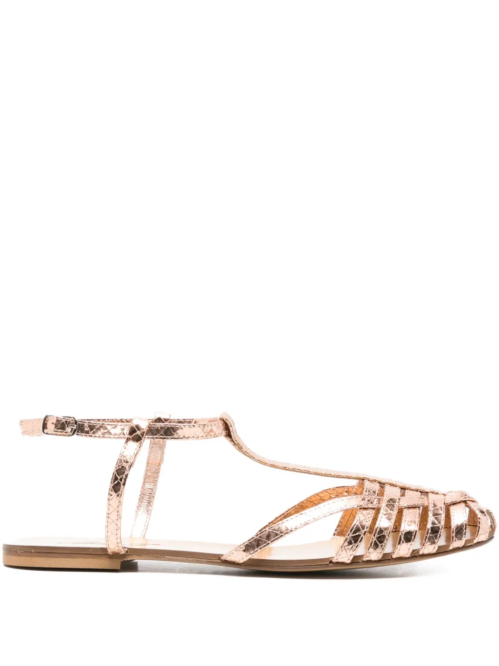 Anna F. 512 metallic leather T-bar sandals Pink