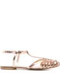 Anna F. 512 metallic leather T-bar sandals - Pink