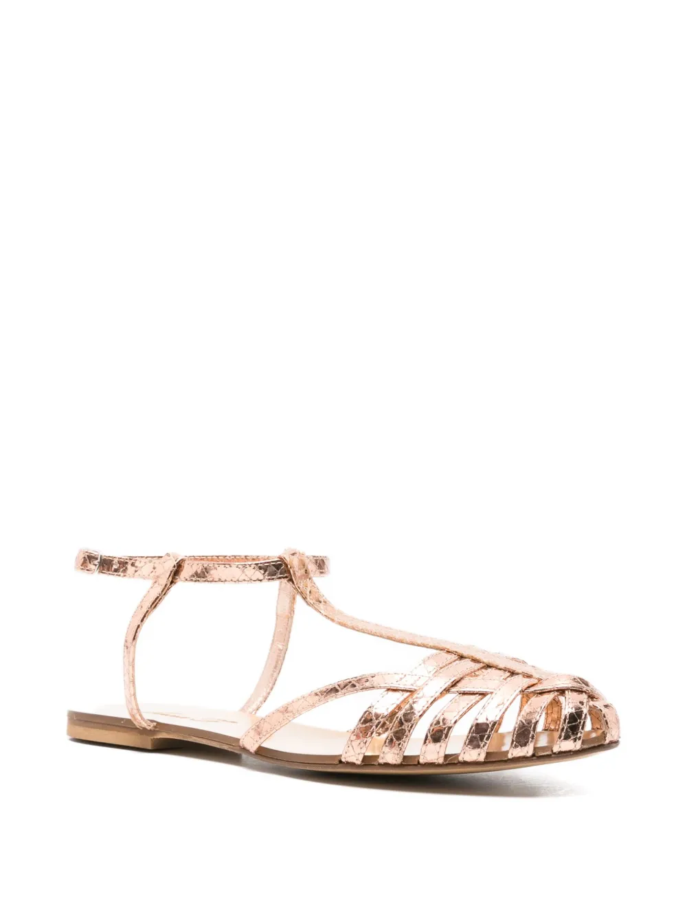 Anna F. 512 metallic leather T-bar sandals Pink