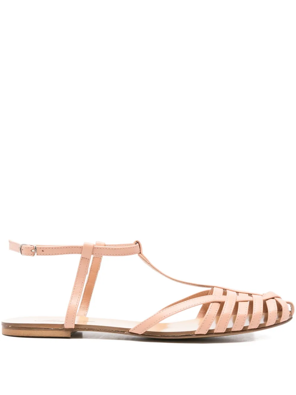 Anna F. 512 leather T-bar caged sandals Neutrals