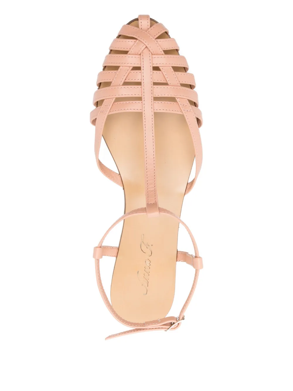 Anna F. 512 leather T-bar caged sandals Neutrals