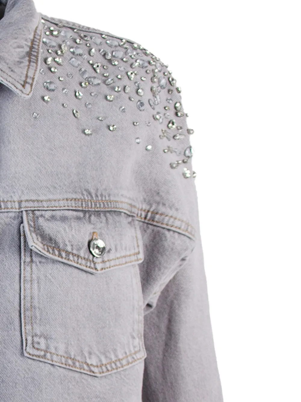 LIU JO Denim jack verfraaid met kristallen Grijs