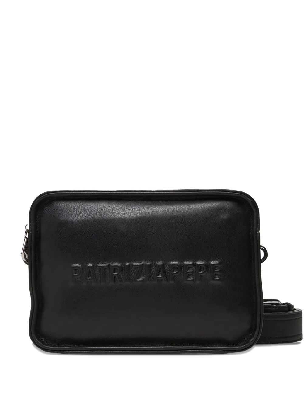 Patrizia Pepe embossed-logo leather shoulder bag Zwart