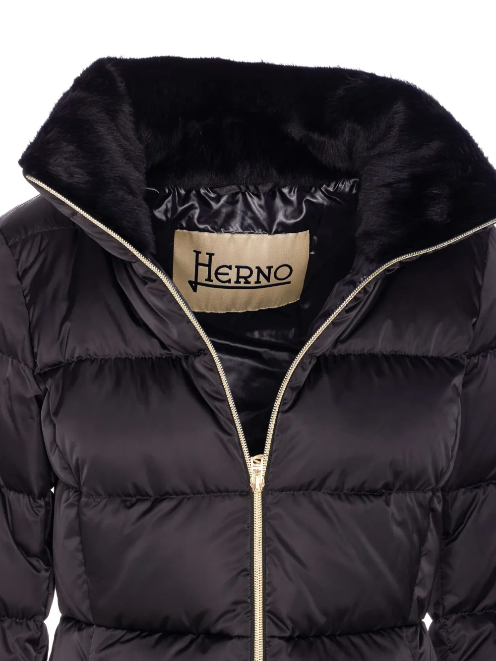 Herno Gewatteerde oversized jas met hoge hals Zwart