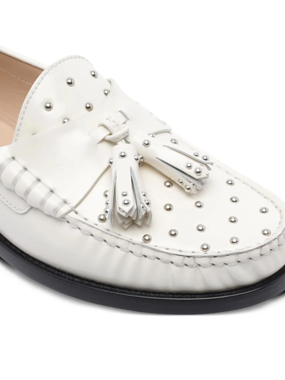 Stuart Weitzman tassel-embellished studded loafers White