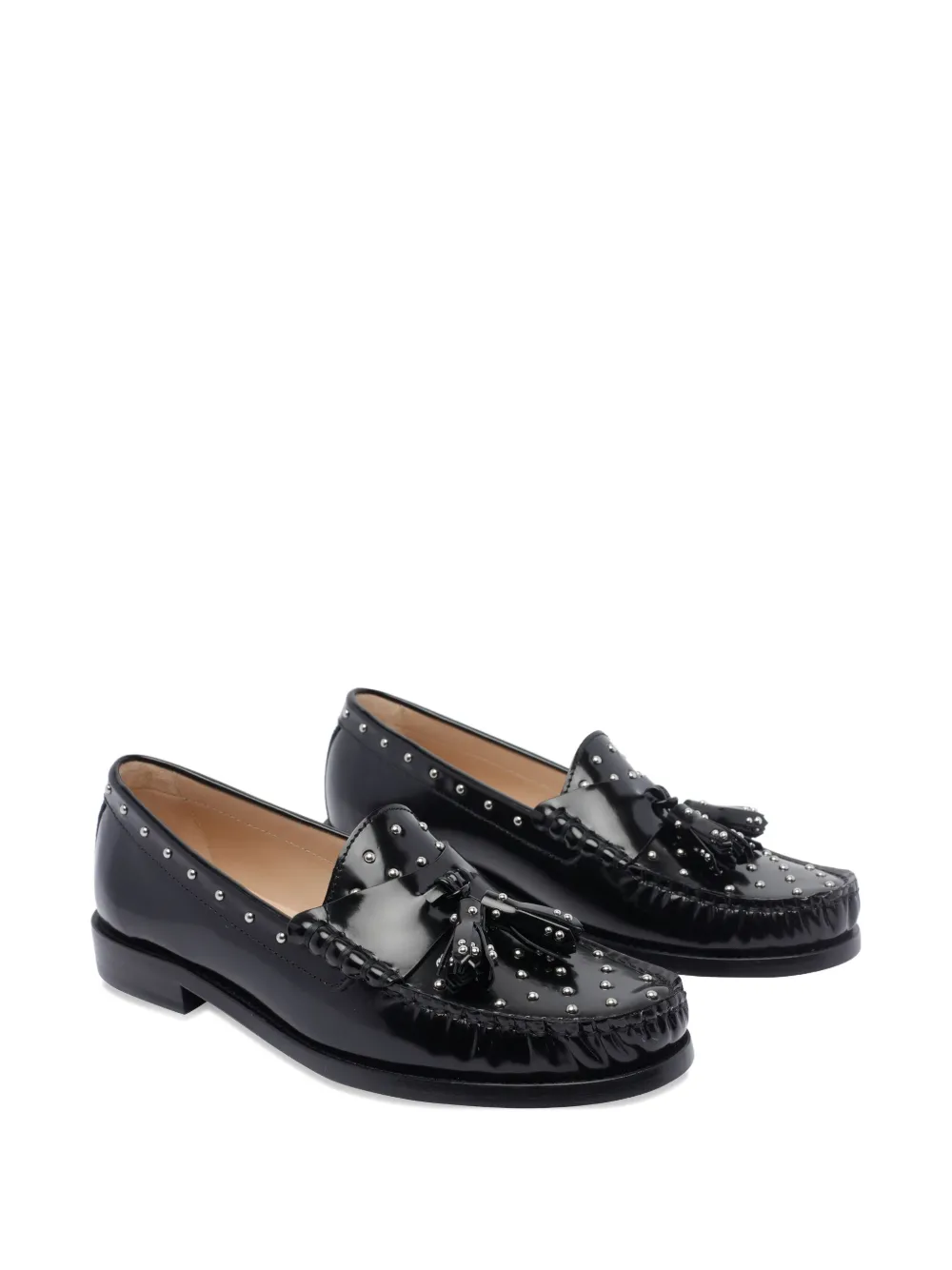 Stuart Weitzman Tassel Stud Loafers In Black