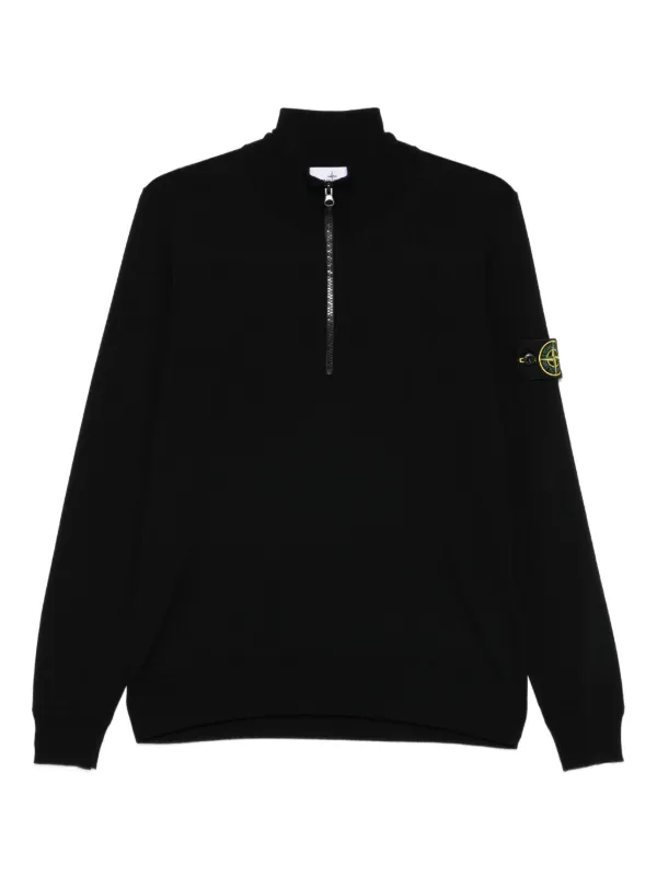Stone Island Pull En Laine à Col Zippé Noir FARFETCH FR