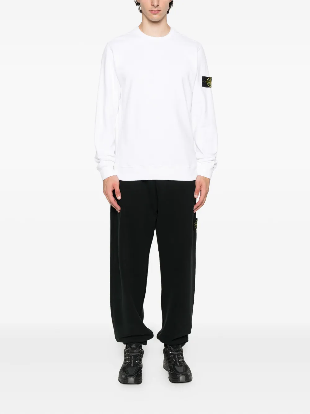 Stone Island 6100028 sweater met logopatch en ronde hals Wit