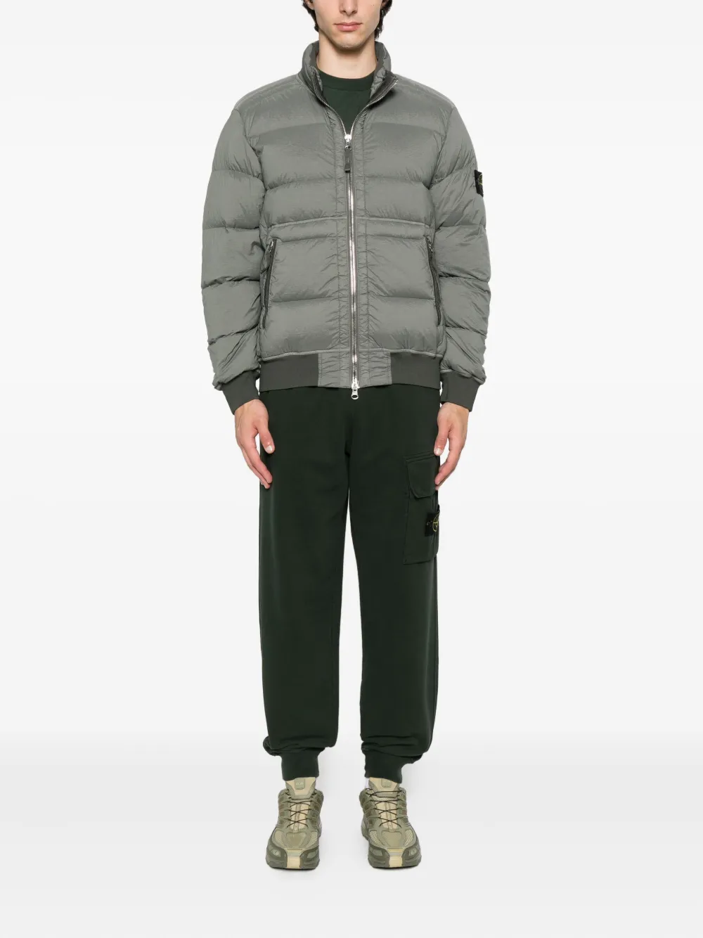 Stone Island quilted zip-front jacket Groen