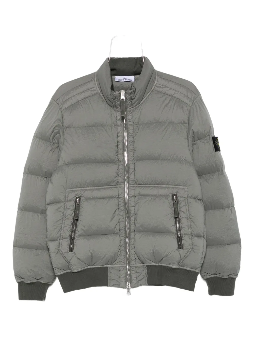 Stone Island quilted zip-front jacket Groen