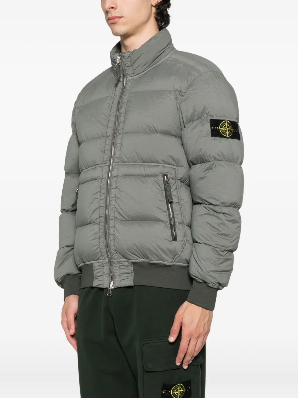 Stone Island quilted zip-front jacket Groen