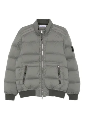 Stone Island フーデッド キルティングジャケット | グレー | FARFETCH JP