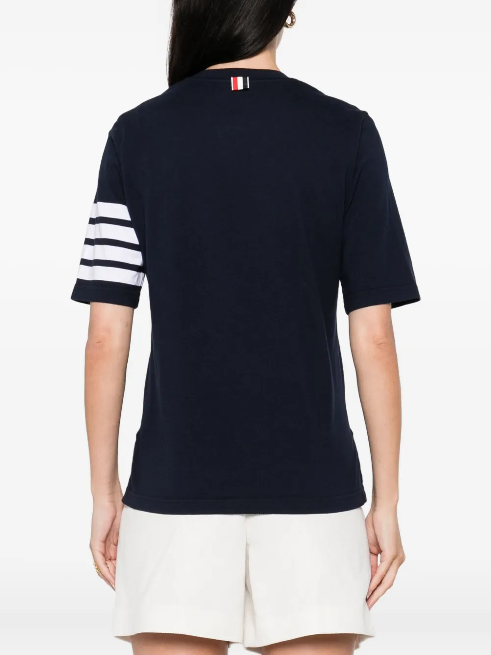 Thom Browne T-shirt met gestreepte mouwen Blauw