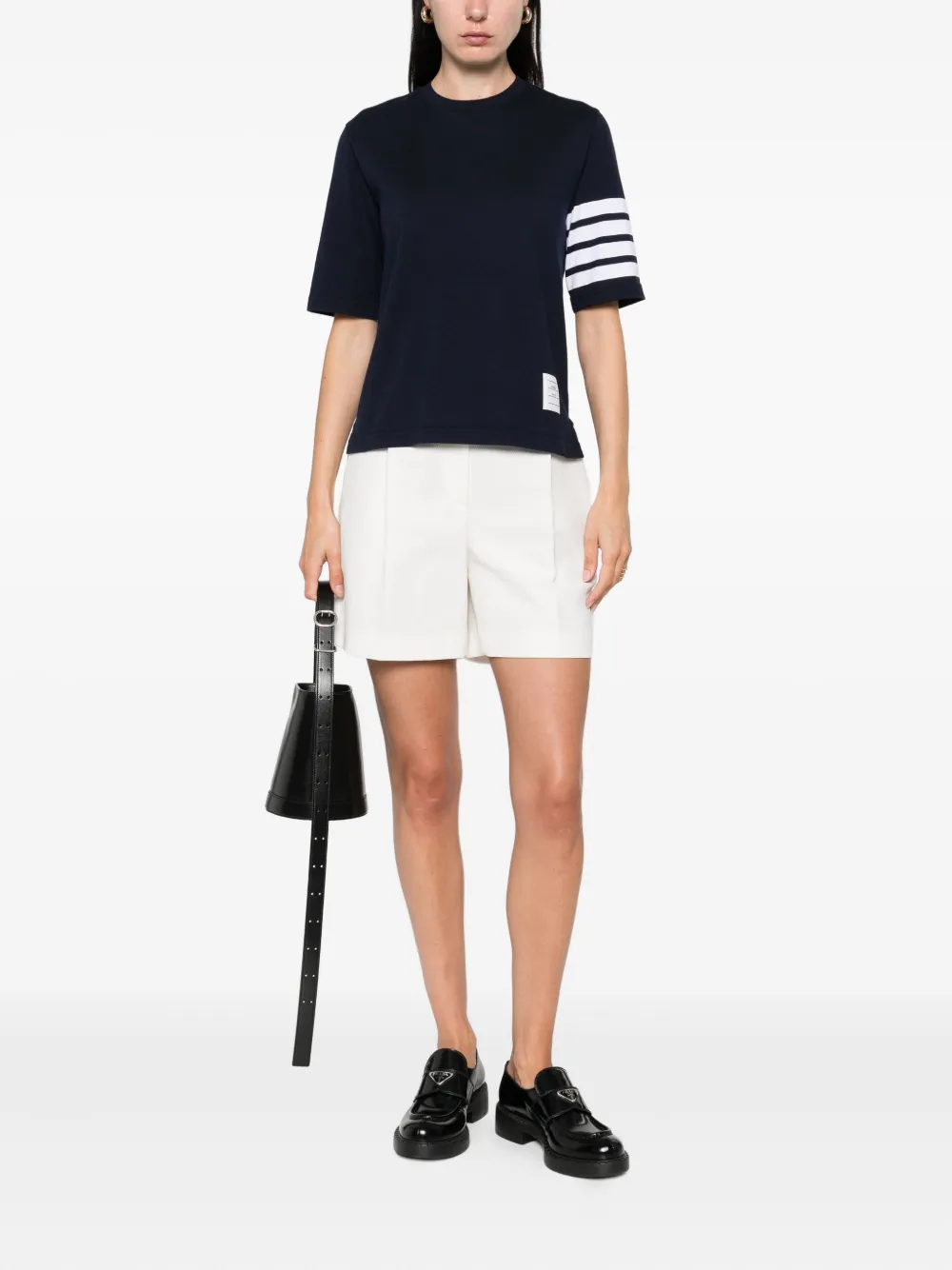 Thom Browne T-shirt met gestreepte mouwen Blauw