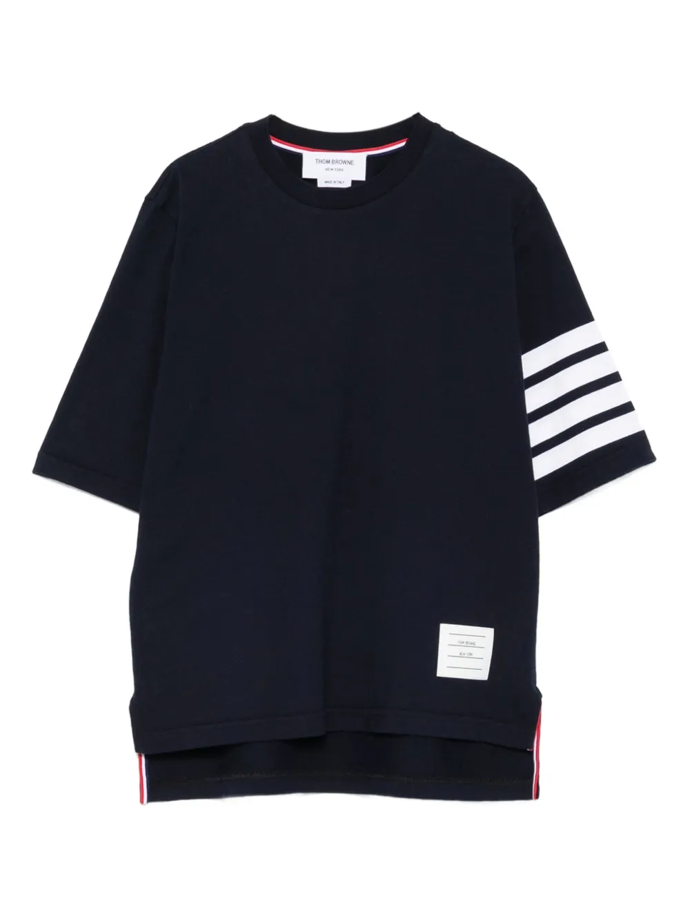 Thom Browne T-shirt met gestreepte mouwen Blauw