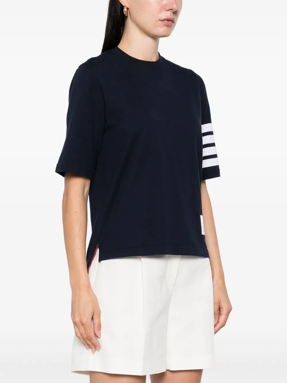 Thom Browne T-shirt met gestreepte mouwen Blauw