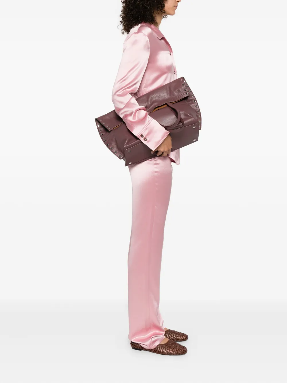 Zanellato Medium A'spasso shopper verfraaid met studs Rood