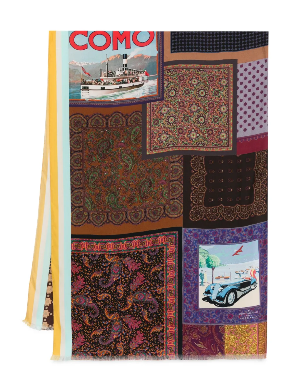 Pierre-Louis Mascia Sjaal met paisley-print en patchwork Bruin