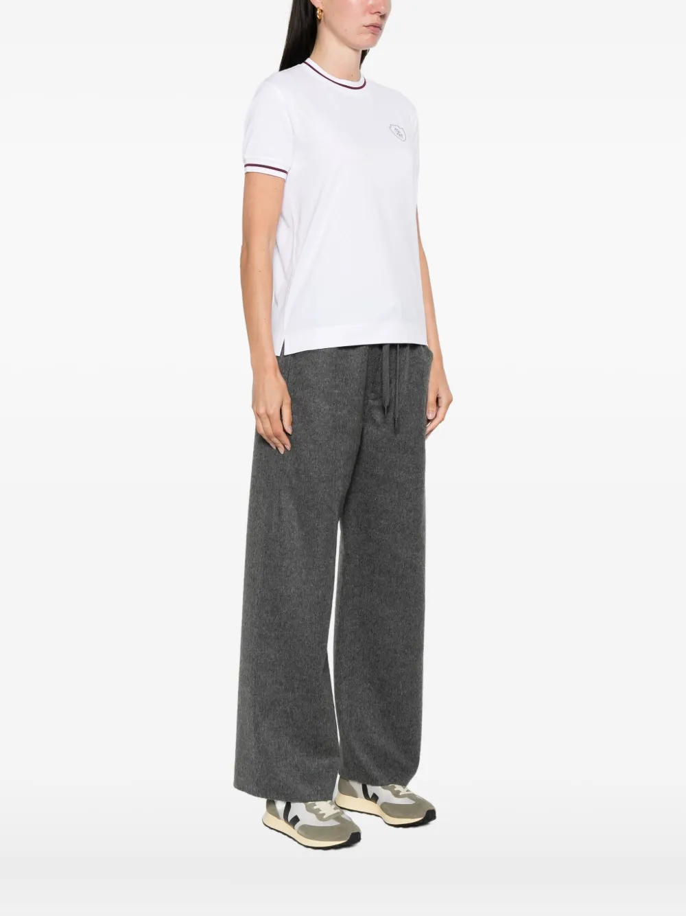 Brunello Cucinelli Katoenen T-shirt met geborduurd detail Wit