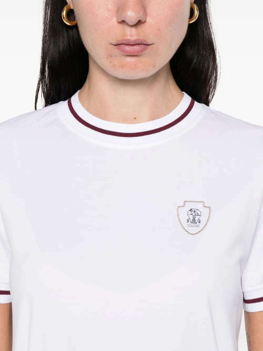 Brunello Cucinelli Katoenen T-shirt met geborduurd detail Wit