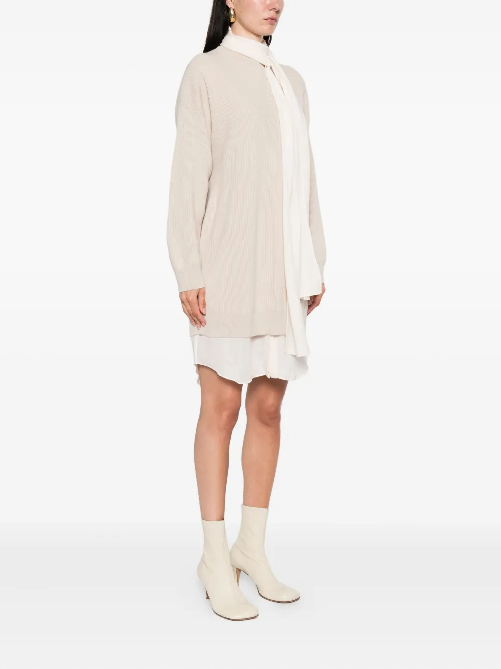 Brunello Cucinelli ribbed knit mini dress Beige