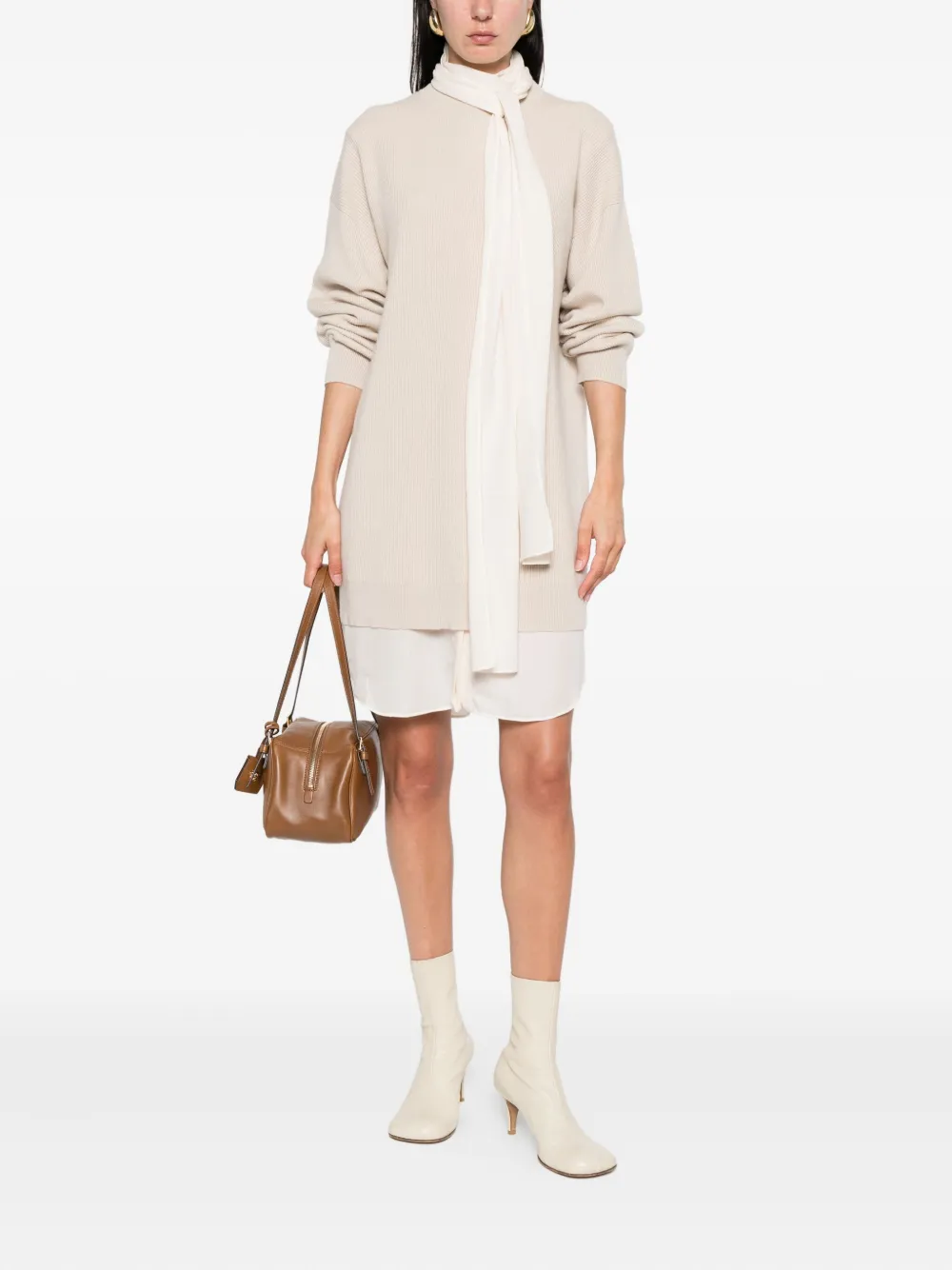 Brunello Cucinelli ribbed knit mini dress Beige