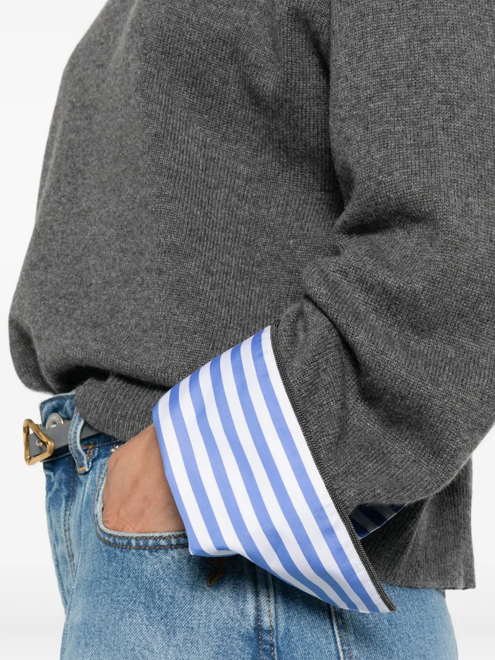 Brunello Cucinelli Striped-cuff Cashmere Sweater