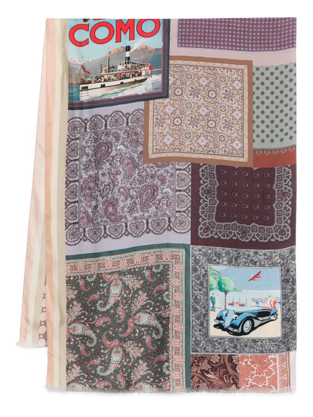 Pierre-Louis Mascia Sjaal met paisley-print en patchwork Paars