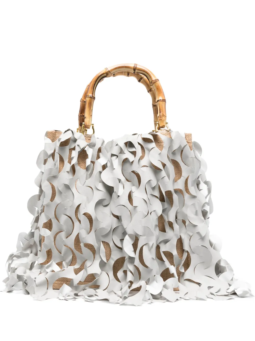 la milanesa medium Oceano double-handle raffia tote bag - Grigio