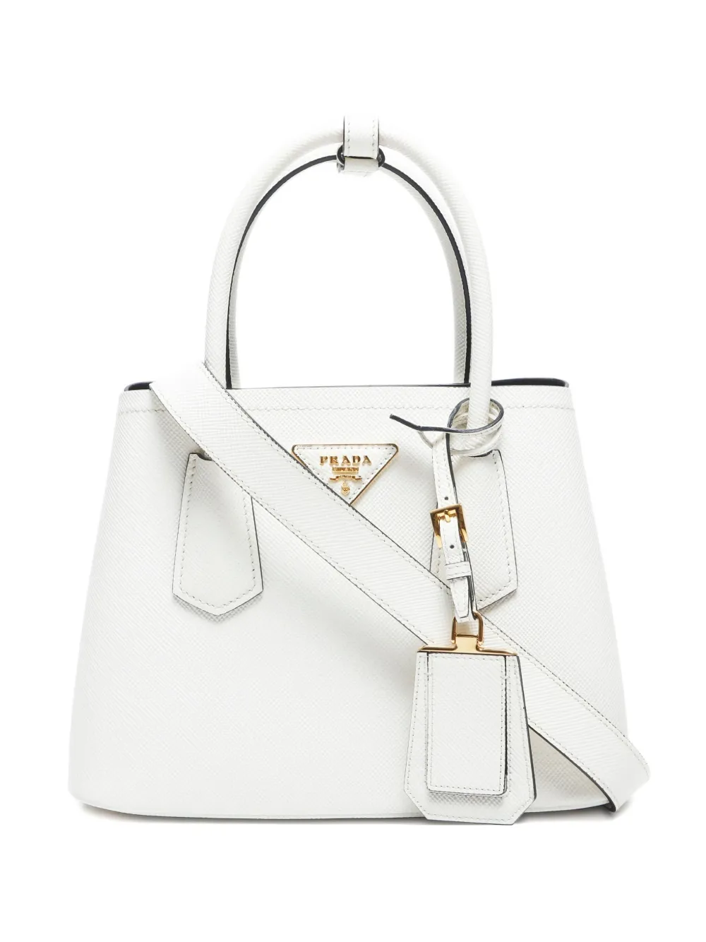 Prada Pre-Owned 2020-2024 サフィアーノレザー 2way ハンドバッグ - ホワイト Prada Pre-Owned 2020-2024 サフィアーノレザー 2way ハンドバッグ - ホワイト