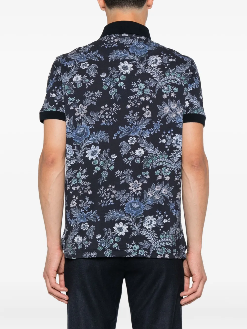 ETRO floral-print polo shirt Blauw
