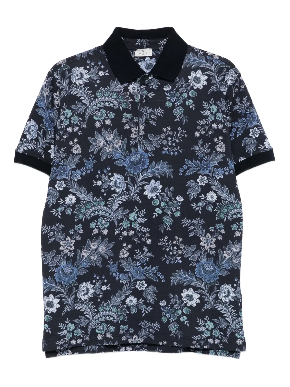 ETRO floral-print polo shirt Blauw