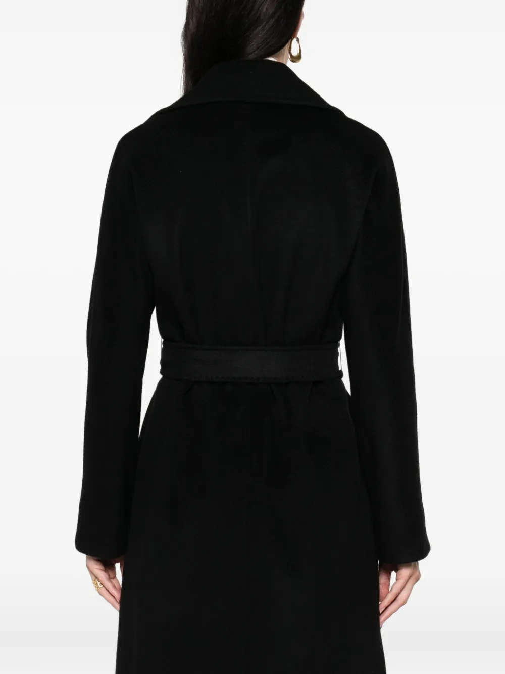 Max Mara Belted Lapels Coat In Black