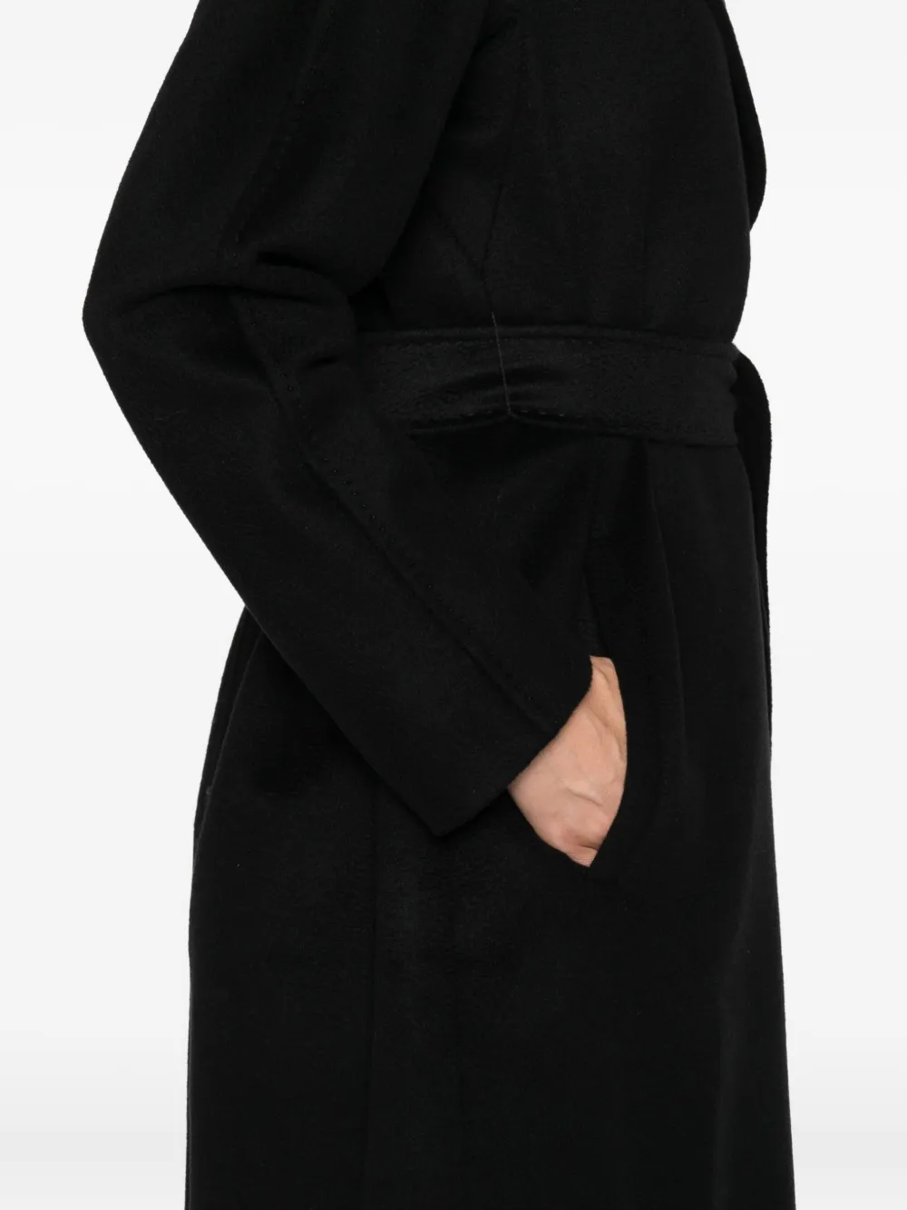 Max Mara Jas met revers en ceintuur Zwart