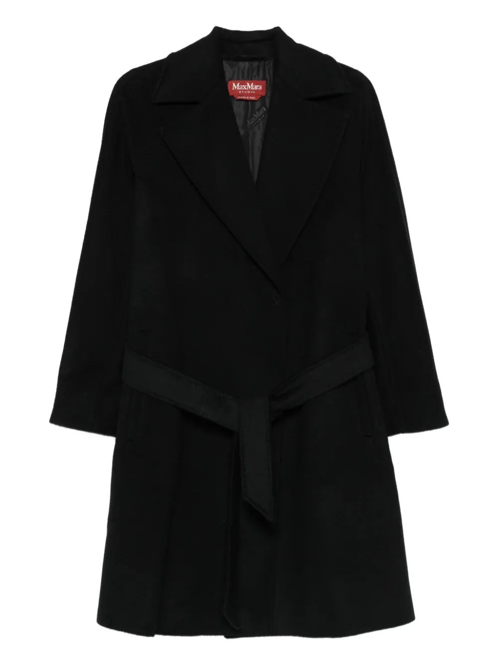 Max Mara Jas met revers en ceintuur Zwart