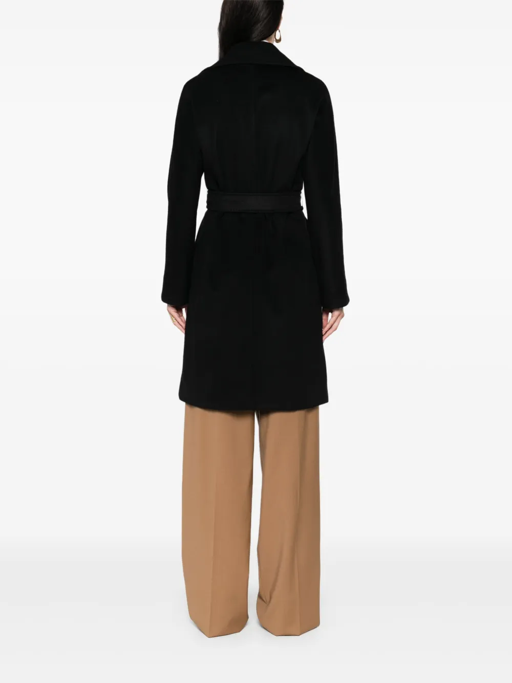 Max Mara Jas met revers en ceintuur Zwart